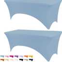 Table Covers for 6 Foot Tables, 2 Pack Sky Blue Washable and Wrinkle Resistant Stretch Tablecloths Rectangle 6ft for Events, Wedding, Banquets, Parties , 72" x 30" (Rectangular)