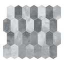 The Tiles Plaza 10-Sheet Peel and Stick Backsplash, 12" x 11.5" Grey Cement Long Hexagon Self-Adhesive Wall Tile, Stone Composite Stick On Decorative Mosaic Tile for Kitchen Bathroom Fireplace
