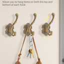Vintage Coat Hooks Wall Mount, Unique Heavy Duty Wall Hooks for Hanging Towel Key Purse Hat Robe Clothes Decorative Hook for Bathroom Shower Closet Entryway Antique Brass 3 Pack