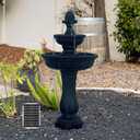 XBrand 39" 2-Tier Outdoor Freestanding Solar Water Fountain - Classic Design, Black Resin Bird Bath with Pump - Ideal for Yard, Lawn and Garden, Porch Dcor