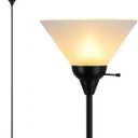 Mary Floor Lamp by Light Accents  Standing Lamp for Living Rooms  Torchiere Pole Light  LED-Compatible Floor Lamp  Modern Bedroom Lighting (Black)