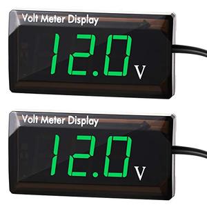 2 Pieces DC 4 to 28V Car Digital Voltmeter 12V Voltage Meter Car Audio Gauge LED Display 12V Waterproof Voltage Gauge Meter for Motorcycle(Green Light)