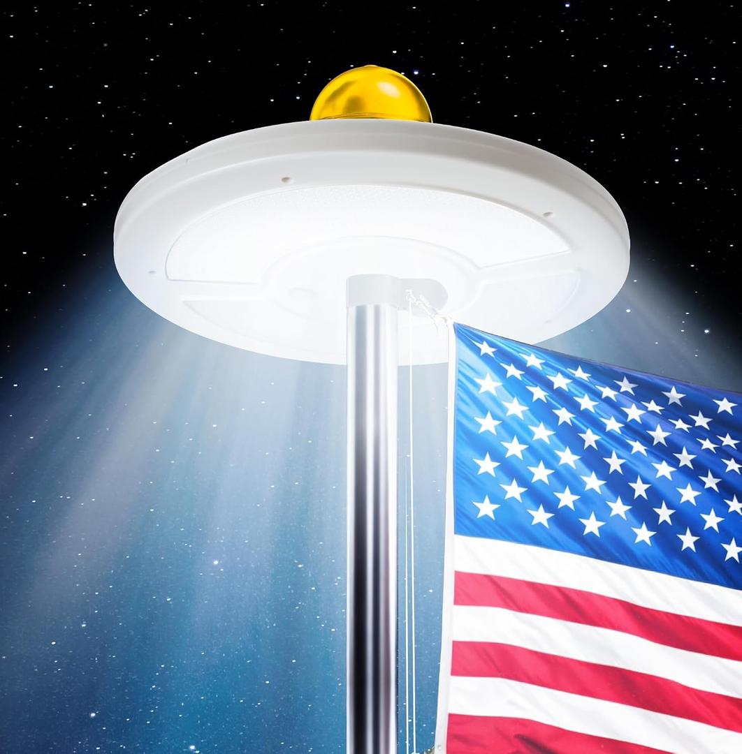 Deneve Ultra-Bright Flag Pole Light - 128 LED Lights - Solar-Powered - Auto Dusk to Dawn - Waterproof Design (White)