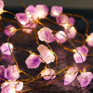 Nature Amethyst Crystal String Lights for Bedroom 10FT 40LEDs USB/Battery Operated Grape Crystal Light Pure Purple Fairy Lights Plug in for Natural Life Cute String Lights for Office