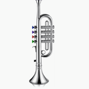 Lewtemi Silver Trumpet Musical Instruments Toy for Kid Toddler Fake Plastic Preschool Music Toy Gift Portable Wind Instrument Early Educational Teaching Songs Gifts for Toddlers Children