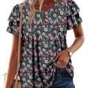 Angerella Womens Short Sleeve Shirts Summer Work Casual T-Shirt Tops Cute Trendy Flowy Tunic Loose Fit Dressy Blouse Sunflower Pink S