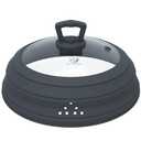 Microwave Splatter Cover Vented Glass Splatter Guard Lid with Collapsible Silicone for Food as Pot Covers 11.8 inch Large Plate for 6 7 8 9 10 11 inch Plate Bowl