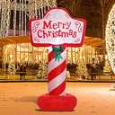 4 FT Tall Christmas Inflatable - Blow Up Yard Decoration With LED Lights, Merry Christmas Sign, Outdoor Holiday Lawn Party Decor