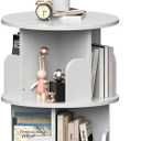 Nidouillet Rotating Bookshelf, Revolving Bookcase 360 Display Round Bookshelf, High-Density MDF Wood Narrow Swivel Corner Book Shelf Standing Bookcase for Adult Bedroom, Living Room (White, 2 Tier)