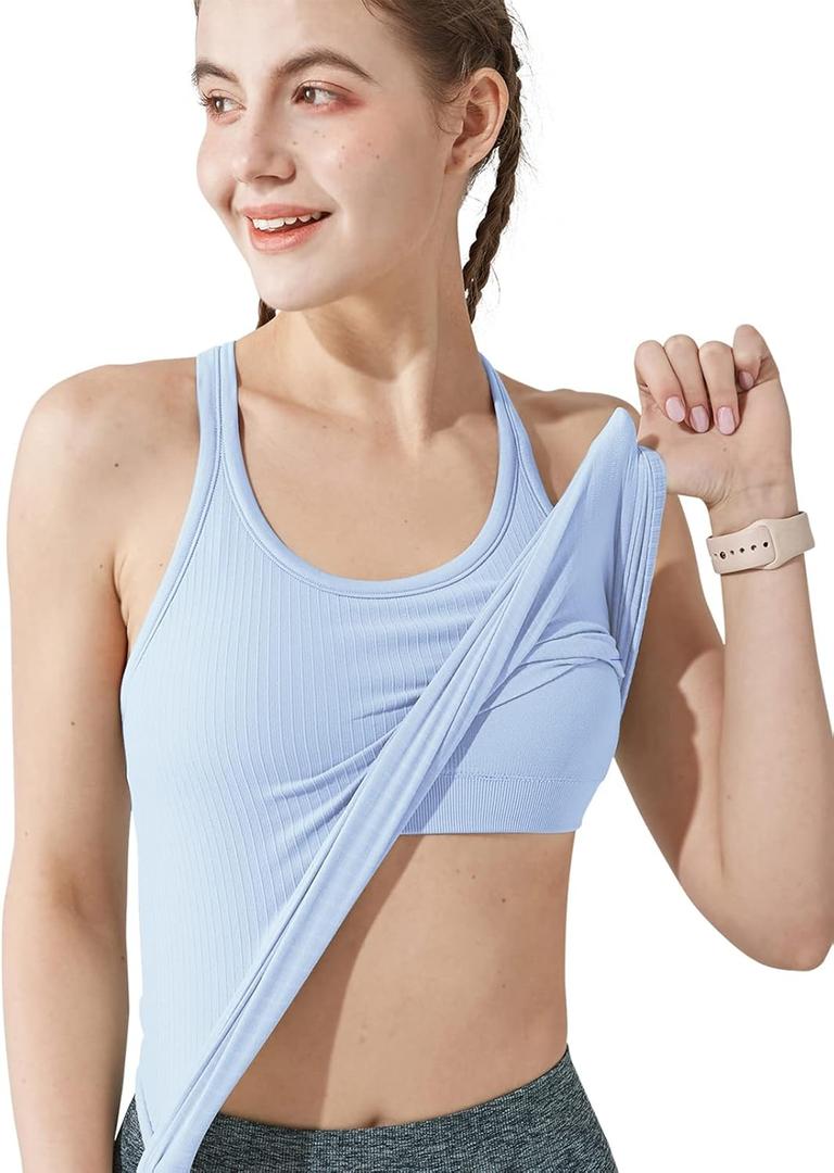 sphinx cat Yoga Racerback Tank Top for Women with Built in Bra,Women's Padded Sports Bra Fitness Workout Running Shirts (Blue, S)