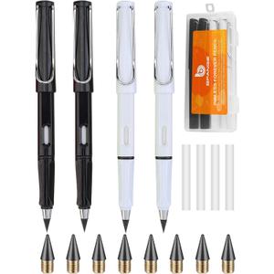 Infinity Forever Pencil Christmas Gifts - 0.7mm Infinite Everlasting Metal Inkless Pencils Set with Eraser, No Need Sharpened, Replace Mechanical Pen for Sketch, Drawing and WritingWith Pen Case