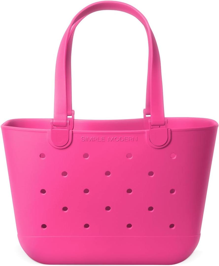 Simple Modern Large Beach Bag | Waterproof Getaway Rubber Tote with Zipper Pocket for Travel, Pool, Boat, Groceries, Sports | Malibu