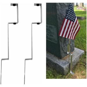 Flag Staff Spike Holder, Grave Marker, Cemetery Memorial Stand for Burial flag Display American Stick flag Holder For Planters, Yard Displays,Headstone, Memorial Day Decoration and Military Tributes (2)