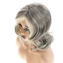 Grey Curly Wavy Wig for Women Mid-Length Gray Synthetic Natural Looking Heat Resistant Halloween Cosplay Wig