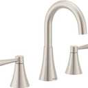 Moen Ronan Spot Resist Brushed Nickel Two-Handle Widespread Modern Bathroom Faucet, Valve Included, 84023SRN