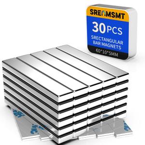 SRENMSMT Powerful Neodymium Bar Magnets, 30 Pack Rare Earth Magnets, Heavy Duty Magnet, Rectangular Magnets, Small Magnet Strong for Fridge, DIY, Garage, Kitchen, Science, Craft, Office-60x10x5mm