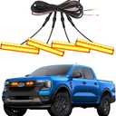 4PCS Front Grille Lights for Ford Ranger 2024 2025 Bright Bumper Grill Light Bar LED Running Lamps Fit for XL XLT Lariat Car Accessories (Fit for 2019-2025, Amber Lights)