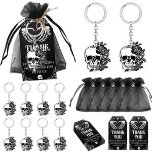 Gothic Themed Party Decorations Skull Party Favor Tags Keychains Gift Bags Black Goth Quirky Gifts Spooky Stocking Stuffers Gift Death To My Twenties Decorations for Engagement Wedding Birthday Party