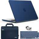 IBENZER Compatible with MacBook Air 13 inch case 2026 2025 2024 2023 2022 M4 A3240 M3 A3113 M2 A2681, HardShellCase & Sleeve & KeyboardCover &Type-C Adapter, Navy Blue, KK-NVBL+3