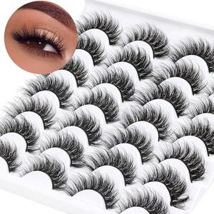 Losha Lashes 14 Pairs Fluffy False Lashes Soft Handmade Fake Eyelashes Vegan Cat Eye Lashes that Like Lash Extensions (P01)