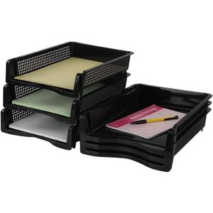 Ggbin 6-Tier Desktop A4 Paper Organizer Tray, Stackable File Trays for Storage, Black