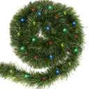 CCINEE 33 Feet Pre-Lit Christmas Garland, Artificial Soft Greenery Garland Decoration with 100 LED Lights for Christmas Decor Holiday Wedding Decoration