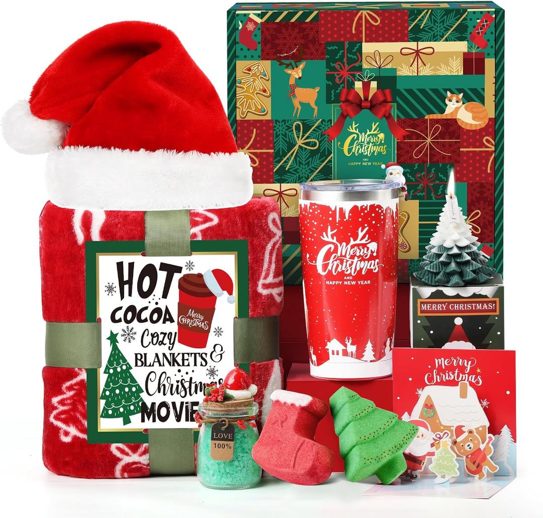 Christmas Gifts for Women, 20oz Xmas Tumbler Gifts Basket for Mom, Wife, Girlfriend, Sister, Coworkers, Teacher, Nurse, neighbor, Unique Holiday Gift Set Basket for Women Who Have Everything