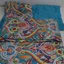 BEDISELY Quilts Queen Size, Soft Cotton Queen Quilt Bedding Set, Damask Bedspread Queen Size-Lightweight Reversible Bedspread Coverlet Suitable for All Season (90 X 98 Inch, Teal) (Boho)