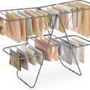 SONGMICS Clothes Drying Rack, Foldable 2-Level Laundry Drying Rack, Free-Standing Laundry Airer, with Height-Adjustable Wings, 33 Drying Rails, Sock Clips, Gray ULLR053G02V1