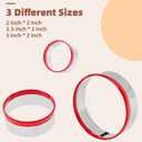 3Pcs Round Cookie Cutter Set 2", 2.5, 3" with Red Top Rubber Protection - Perfect for Biscuits and Baking