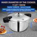 Stainless Steel Pressure Cooker 12 quart Peterboo Induction Compatible Thickened Pressure Cooker with Spring Valve Safeguard Devices, Compatible with Gas & Induction Cooker 8-12 people Use