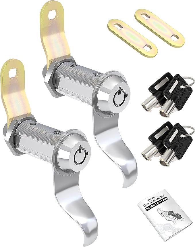 RV Locks for Storage Door 1 1/2 INCH, Camper Storage Locks for Travel Trailer Compartment Cabinet Drawer with Keys 1 1/2", Pack of 2 Locks with 4 Keyed Alike with Manual