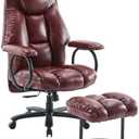 ATMILD Office Chair Big and Tall, High Back Ergonomic Office Chair with Padded Armrest, 400 lbs,PU Leather (Brown)
