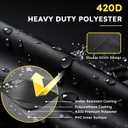 Tiller Cover, Rototiller Covers, 420D Silver-Coated Waterproof Fabric, Adjustable Drawstring Hem, Green Handle & Rear Waist Band  Fits Most Tillers (Black, Gas Tiller Cover)