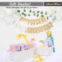 Gift Basket Empty with Handles, 12x8x5 inch - Small Cute Woven Rope Basket for Baby Nursery, Kids Toys - With Gift Bag & Ribbon, Perfect for Wedding, Birthday Gifting (Cream White, 1PC)