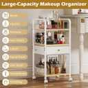 Makeup Organizer Rolling Cart with Drawer, Makeup Organizer on Wheels, Rolling Makeup Bathroom Storage Cart, Cosmetics Display for Nail Polish Makeup Brush