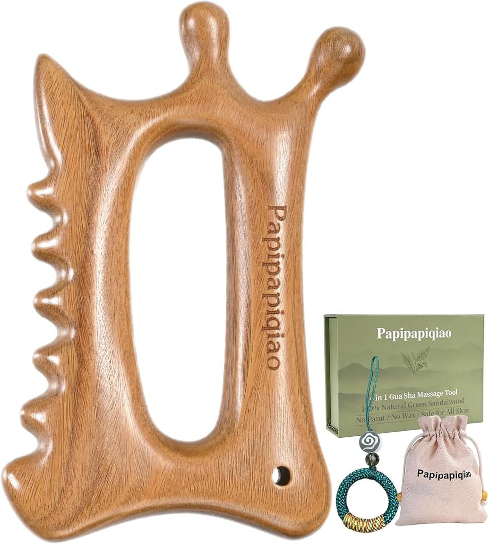 Wood Therapy Massage Tools  Wooden Manual Guasha Tool, Handheld Body & Scalp Massager, Trigger Point Scraper, Reflexology & Lymphatic Drainage Inspired Wooden Massage Tool for Face, Neck, Back & Legs