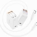 SUPERONE 3-in-1 Retractable Wall Charger with Dual USB C Cables, 62W Fast Charging 3-Port USB C Retractable Phone Charger for iPhone 17 Pro Max Air/16/15/14/13/12 Series, iPad, Samsung, Tablet, Pixel