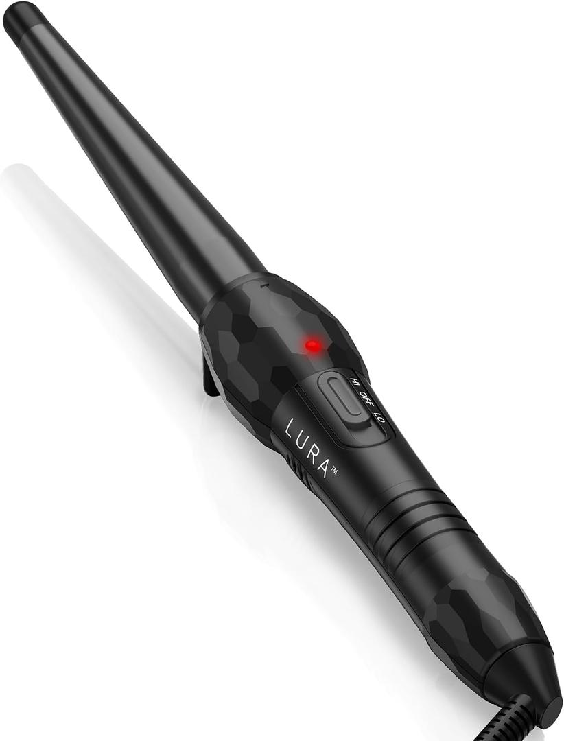1/2-1 Inch Ceramic Small Tapered Curling Wand for Short Hair, Curling Iron | 13-25mm Small Barrel for Natural Curls & Soft Waves, 410°F/320°F Dual Heat Settings, Dual Voltage