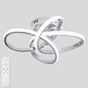 Modern LED Ceiling Light with Remote Control, Stepless Dimming, 3000-6000K Selectable, 36W, Dimmable LED Chandelier for Bedroom, Bathroom, Entryway, Hallway, Chrome Finish