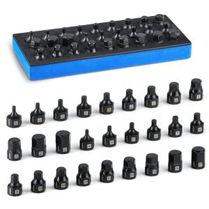 toolant 3/8"drive impact hex bit socket set 27PCS,Hex Drive, SAE/Metric, 5/32"-11/16",4mm-17mm, S2 Steel Air Drive Allen Socket set,Impact Grade