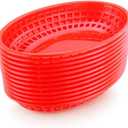New Star Foodservice 44164 Fast Food Baskets, 9 1/4-Inch x 6-Inch Oval, Set of 12, Red (One Dozen)