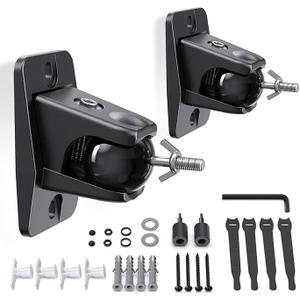 Surround Sound Rear Speaker Wall Mount, Ceiling Mount Bracket for Universal Satellite, fits Keyhole and Thread Hole with 1/4"- 20, 5mm & 4mm Thread, Works with Roku, Samsung q990D, Holds up to 11 lbs no screws or accessories