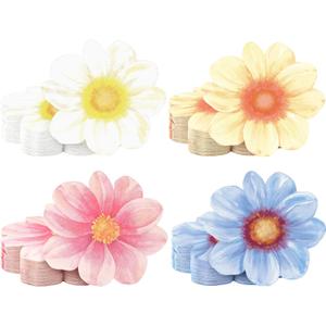 Qilery 100 Pcs Flower Shaped Napkins Disposable Floral Paper Napkins 4 Style Floral Shaped Cocktail Towel Tulip Lunch Dinner Towel for Tableware Wedding Bridal Baby Shower Tea Birthday Party(Classic)