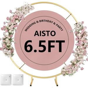 Round Backdrop Stand Arch Balloon Golden Metal Circle Garland Frame with Base for Wedding Birthday Party Baby Shower Graduation Decoration (6.5FT)