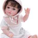 20-Inch Reborn Baby Doll, Big Eyes Realistic Newborn Baby Doll with Hand-Rooted Hair, Full-Body Vinyl Baby Dolls for 3+ Ages, 18.5 inches x 5.5 inches x 5.1 inches