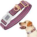 Auroth Dog Collar for Medium Large Dogs, Reflective Dog Collar, Soft Nylon Adjustable Dog Collars with Heavy Duty Metal D Ring Tangle Free (Large:15.7"-27.1", Pink)