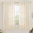 Faux Linen Curtains 63 inches Long for Bedroom, Semi Sheer Panels
Light Filtering, Small Window Panels, Curtains for Living Room, Rod Pocket Back Tab, Set of 2 Panels, 52 x 63 Inch, Beige