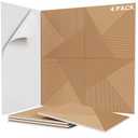Sunlysound 3D Textured Wood Grain Sound Acoustic Wall Panels, 23.6'' x 23.6" Noise Dampening Modern Wall Decor, Peel and Stick for Noise Reducing in Home Office, Studio, Gaming Room (Burlywood)