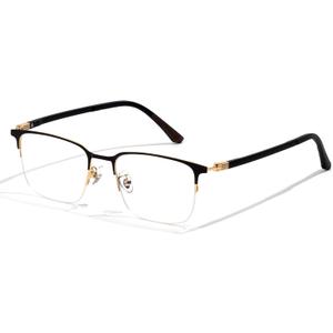 ZanyLen Blue Light Blocking Glasses Men Computer Gaming Glasses Rectangle Metal Semi-rimless Black/ Golden Frame Anti Glare/ UV400 Clear Lens